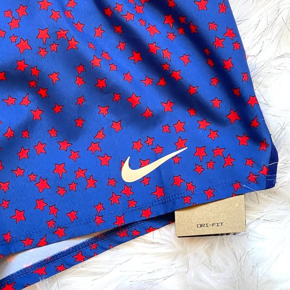 NEW Women's Nike Small Dri-Fit Blue Red Star Patriotic Shorts NWT - Picture 3 of 7
